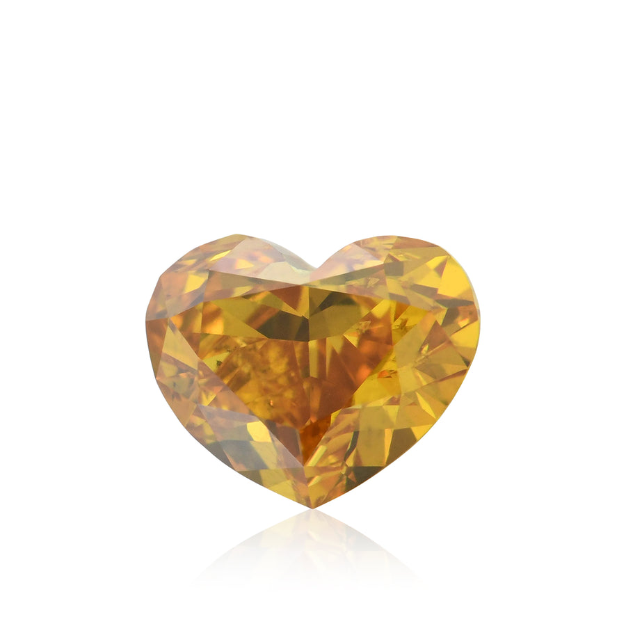 0.71 Carat Fancy Deep Yellow Orange Heart Diamond I1 GIA