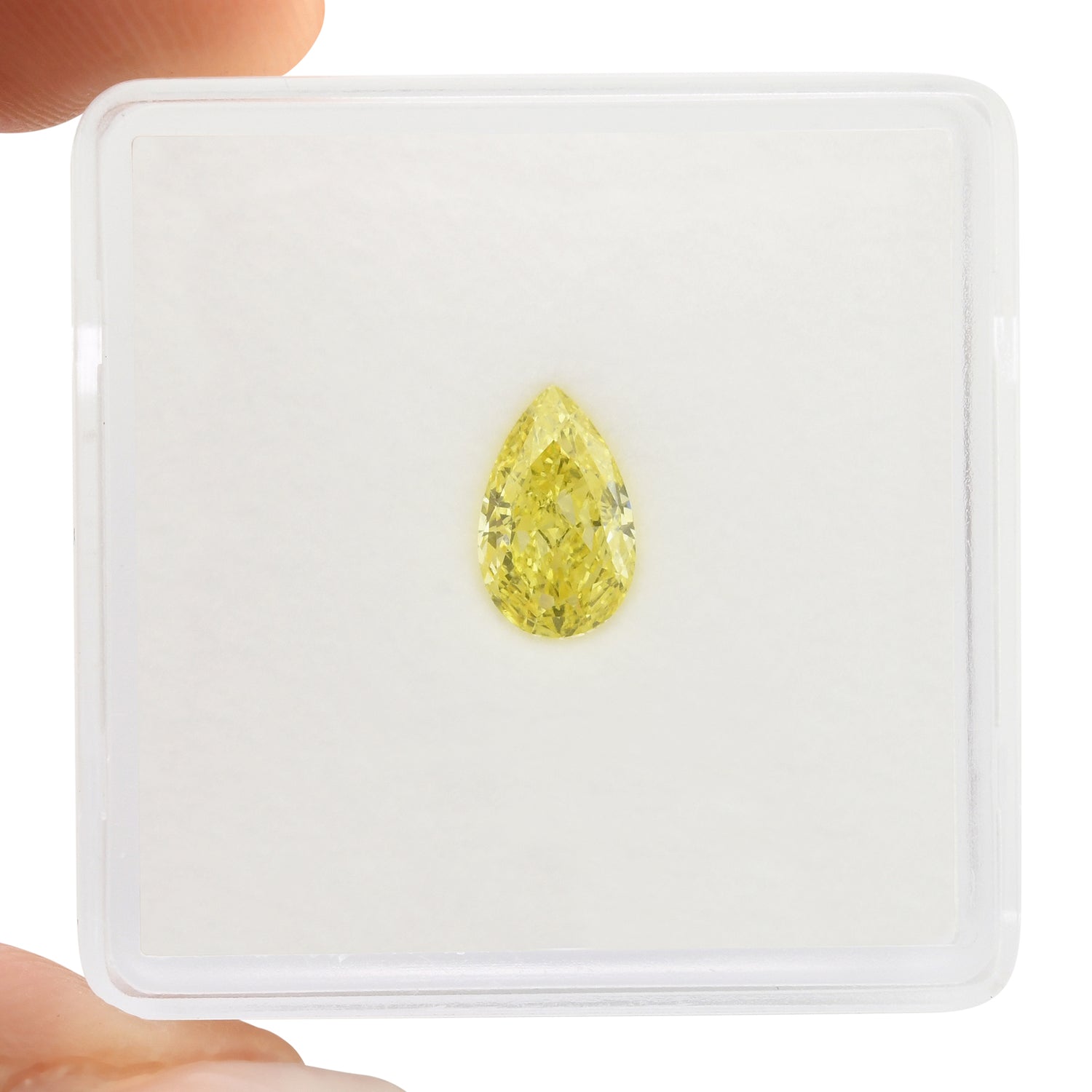 0.71 Carat Fancy Intense Yellow Pear Diamond VS1 GIA