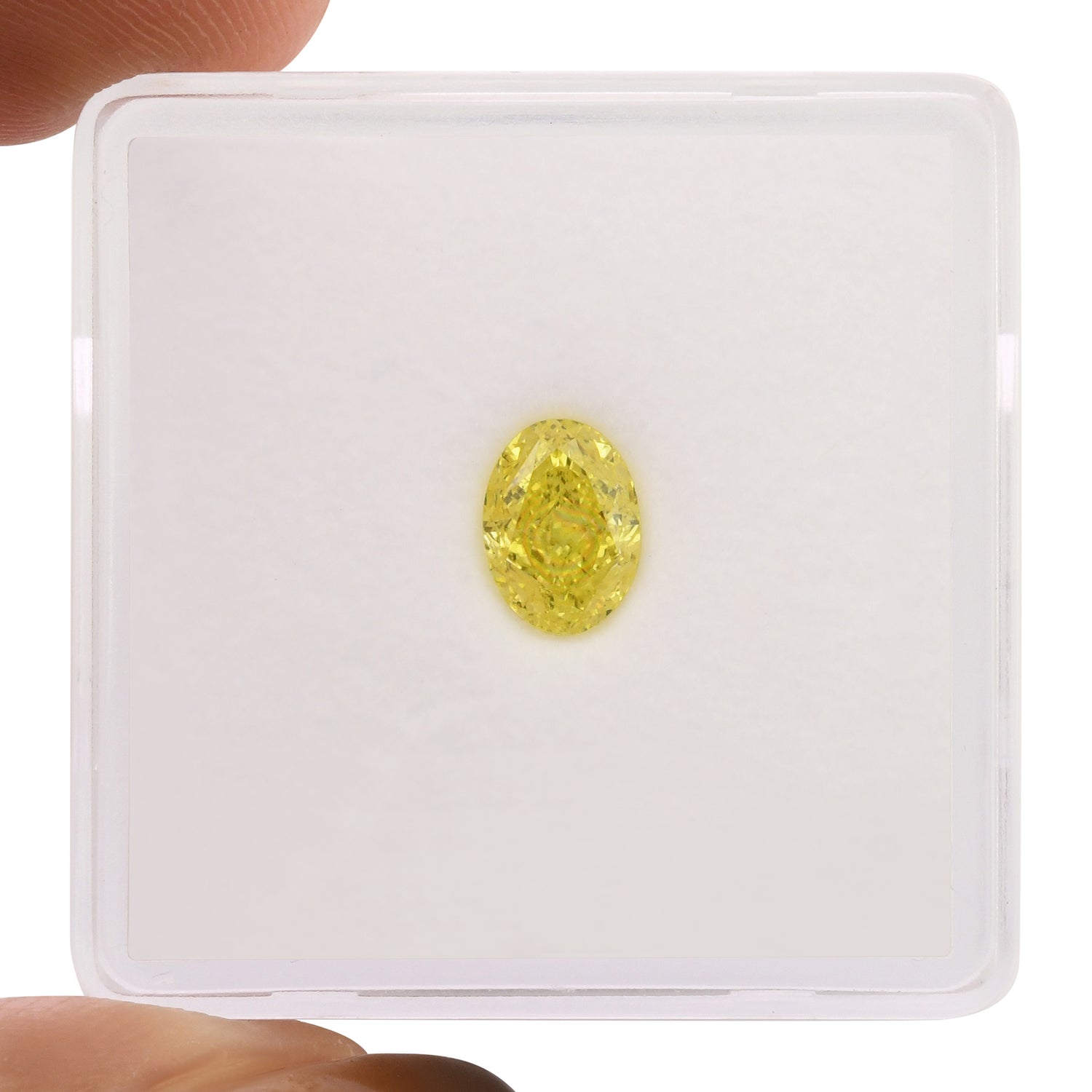 0.75 Carat Fancy Intense Yellow Oval Diamond VS2 GIA