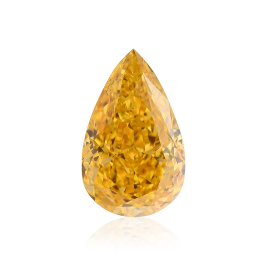 0.76 Carat Fancy Vivid Yellow Orange Pear Diamond VVS1 GIA