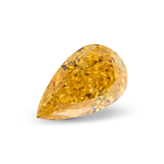 0.76 Carat Fancy Vivid Yellow Orange Pear Diamond VVS1 GIA