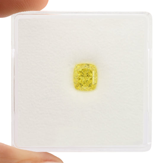 0.80 Carat Fancy Intense Yellow Cushion Diamond VS1 GIA