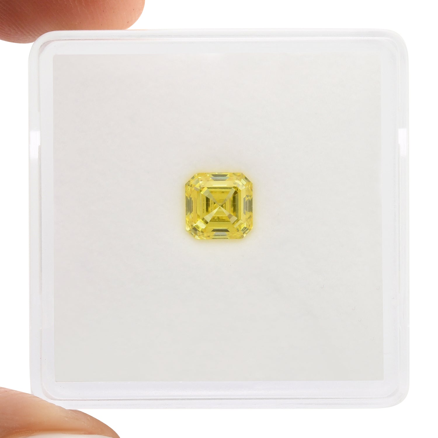 0.80 Carat Fancy Vivid Yellow Asscher Diamond VVS2 GIA