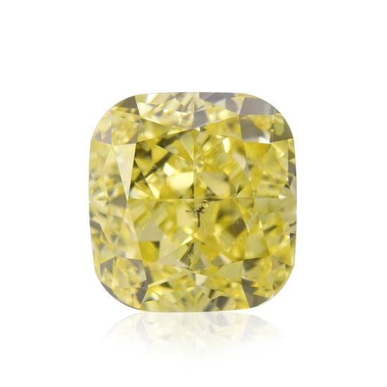 0.81 Carat Fancy Intense Yellow Cushion Diamond (I1) GIA