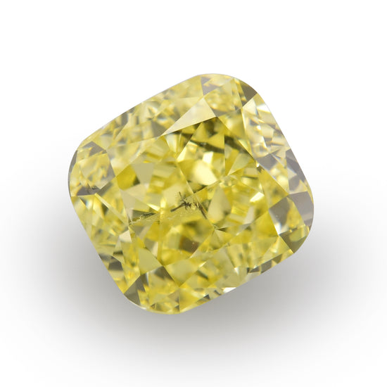 0.81 Carat Fancy Intense Yellow Cushion Diamond (I1) GIA