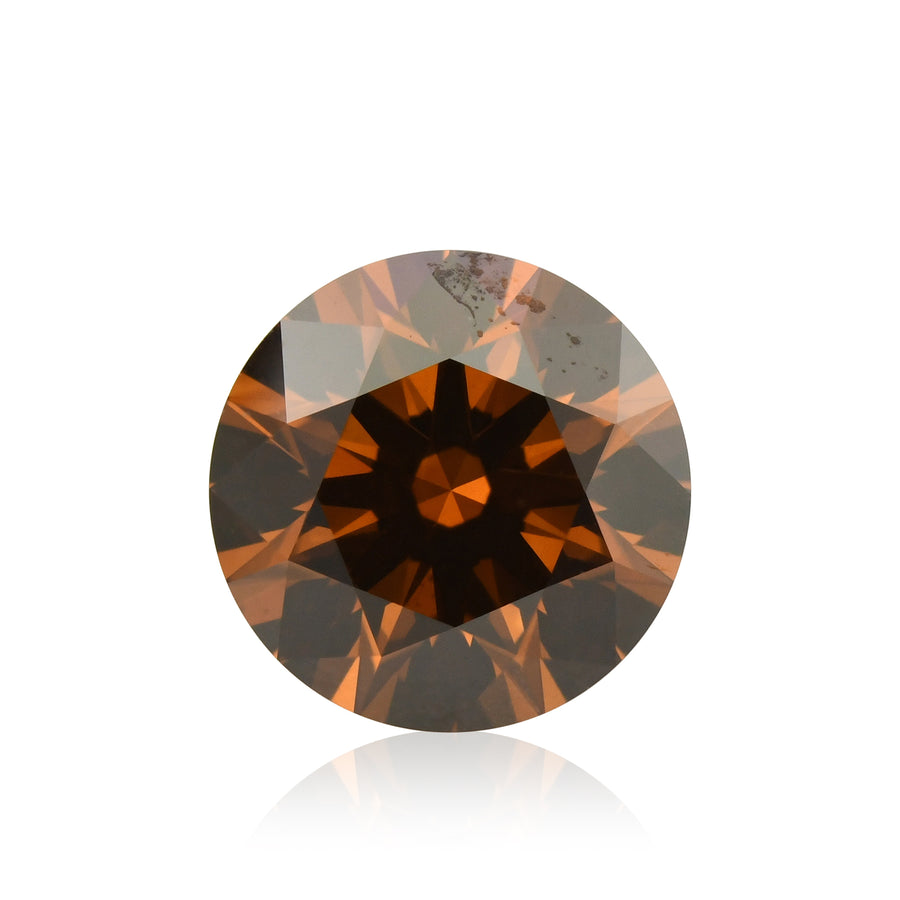 0.81 Carat Fancy Deep Brown Orange Round Diamond SI1 GIA