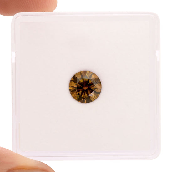 0.83 Carat Fancy Deep Brown Orange Round Diamond SI1 GIA