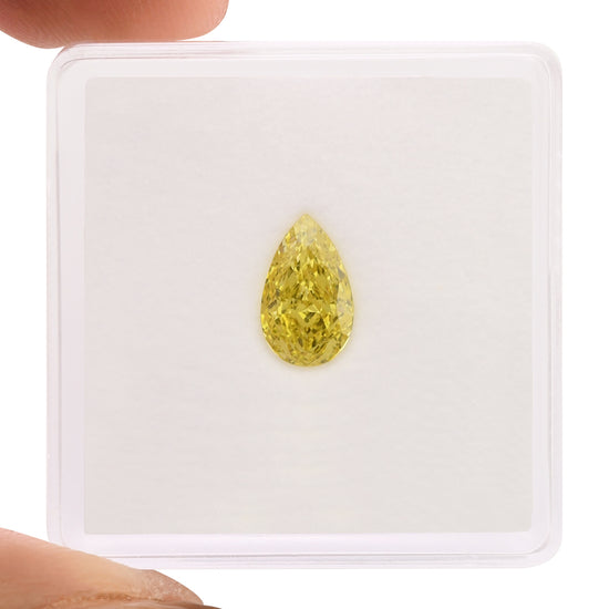 0.85 Carat Fancy Intense Yellow Pear Diamond VS2 GIA