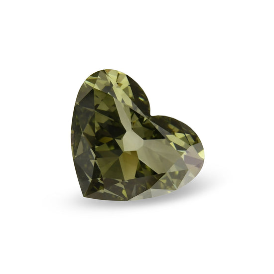 0.86 Carat Fancy Dark Gray Yellowish Green Chameleon Heart Diamond (SI1) GIA