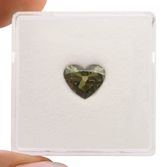 0.86 Carat Fancy Dark Gray Yellowish Green Chameleon Heart Diamond (SI1) GIA