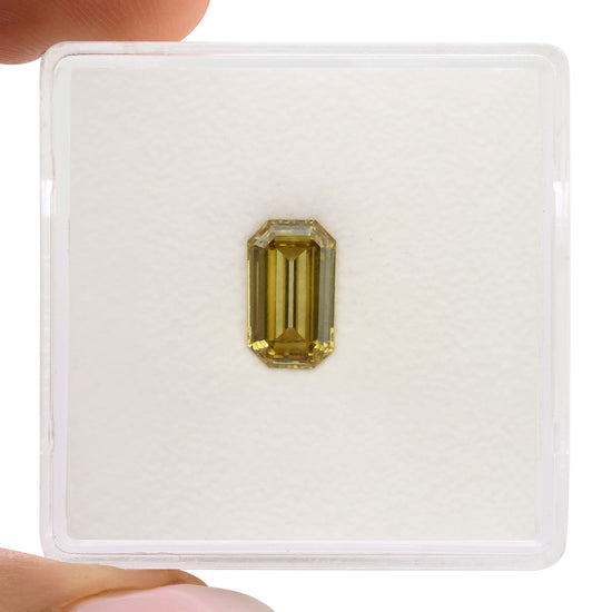 0.87 Carat Fancy Deep Brownish Greenish Yellow Emerald Diamond VS2