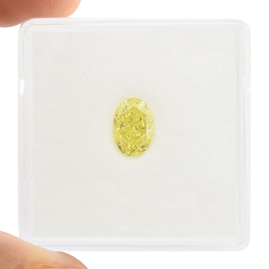0.90 Carat Fancy Intense Yellow Oval Diamond VS1 GIA