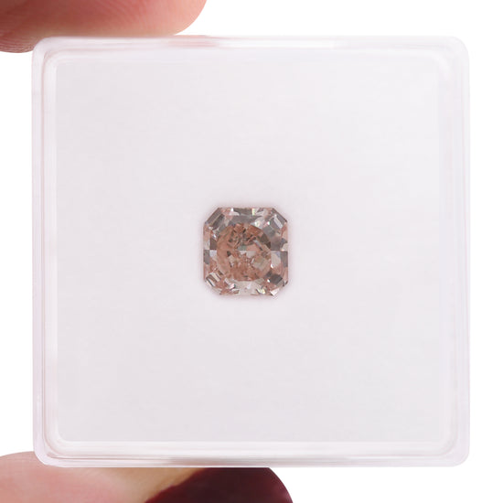 0.90 Carat Fancy Orangy Pink Radiant Diamond IF GIA