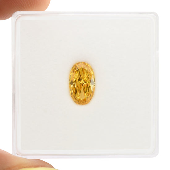 0.93 Carat Fancy Intense Yellow Orange Oval Diamond VS1 GIA