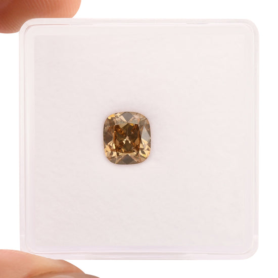 1.00 Carat Fancy Orange Brown Cushion Diamond SI2 GIA