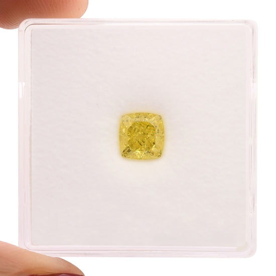 1.01 Carat Fancy Vivid Yellow Cushion Diamond VS2 GIA