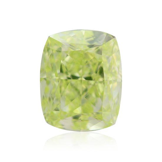 1.02 Carat Fancy Intense Yellow Green Cushion Diamond VS2 GIA