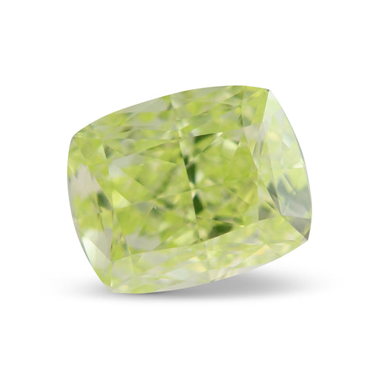 1.02 Carat Fancy Intense Yellow Green Cushion Diamond VS2 GIA