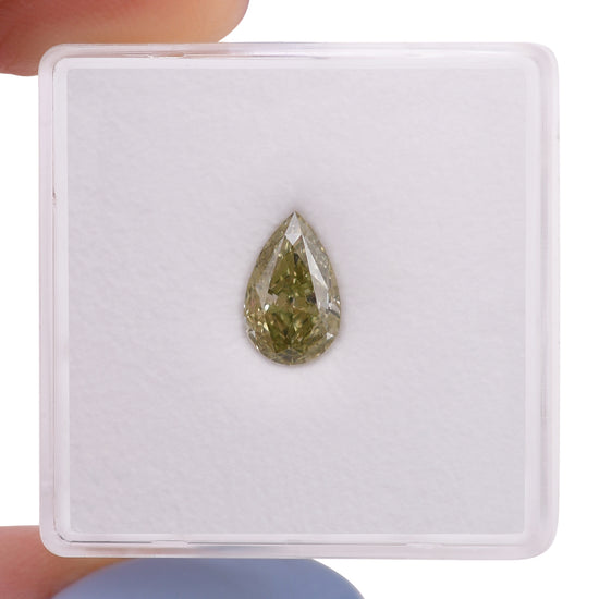 Diamante camaleonte a pera GIA VS1, 1,03 carati, giallo-verdastro-brunastro elegante