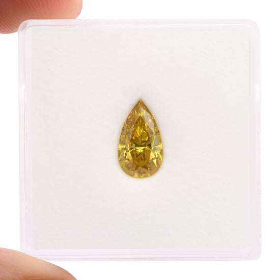 1.03 Carat Fancy Deep Yellow Pear Diamond SI1 GIA