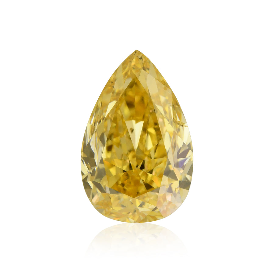 1.03 Carat Fancy Intense Orange Yellow Pear Diamond SI1 GIA