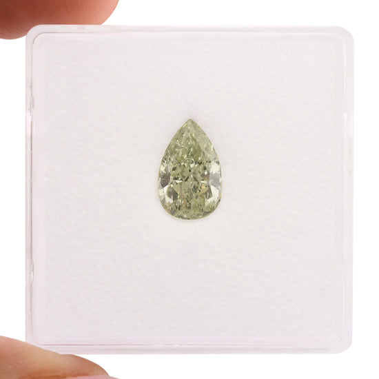 1.05 Carat Fancy Light Yellowish Green Pear Diamond SI2 GIA