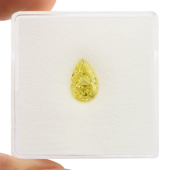 1.07 Carat Fancy Intense Yellow Pear Diamond VS1 GIA