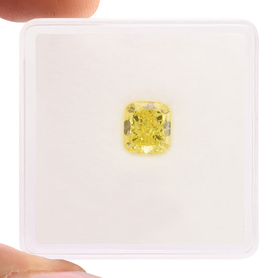 1.08 Carat Fancy Intense Yellow Cushion Diamond VVS2 GIA