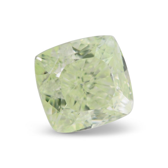 1.09 Carat Fancy Intense Yellowish Green Cushion Diamond VS2 GIA