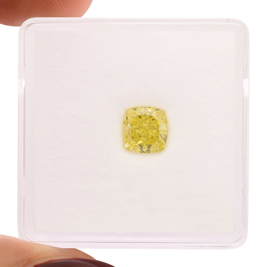 1.09 Carat Fancy Intense Yellow Cushion Diamond VS1 GIA
