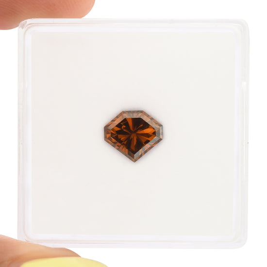 1.11 Carat Fancy Deep Brown Orange Shield Diamond SI2 GIA