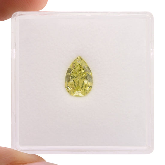 1.12 Carat Fancy Intense Green Yellow Pear Diamond SI2 GIA