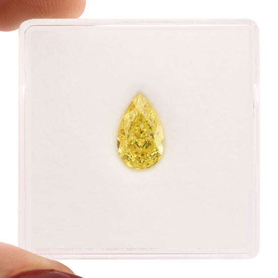 1.14 Carat Fancy Intense Yellow Pear Diamond VS2 GIA