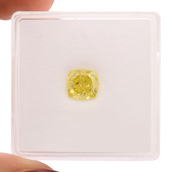 1.15 Carat Fancy Intense Yellow Cushion Diamond IF GIA