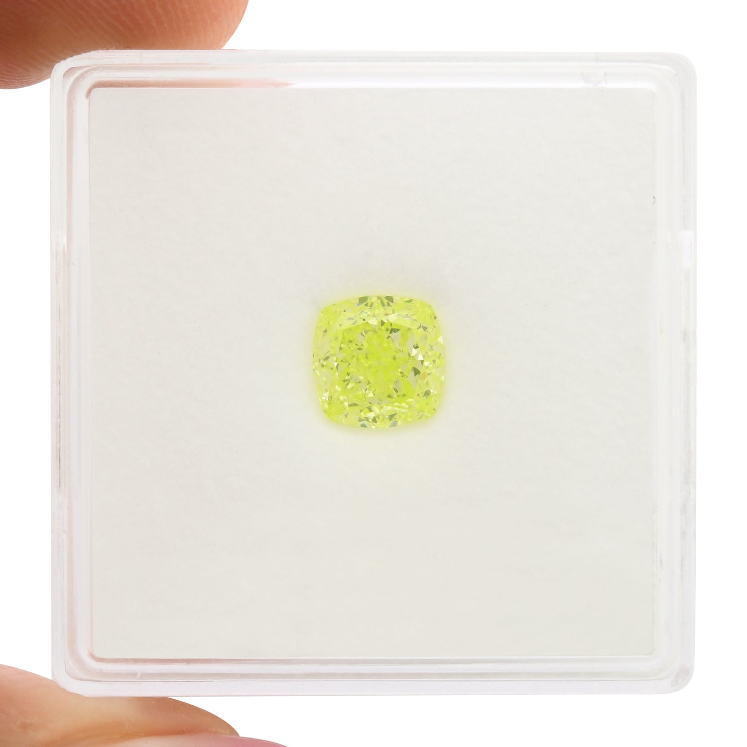 1.17 Carat Fancy Intense Yellow Green Cushion Diamond VVS2 GIA