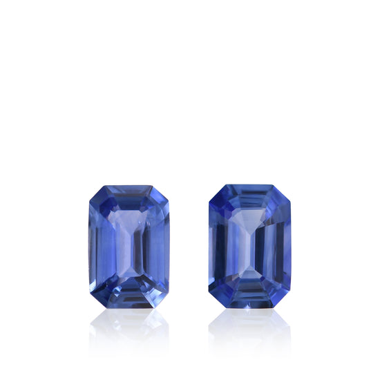 1,18 Karat blaue SRI-LANKA-Saphire (Smaragdschliff) – Paar
