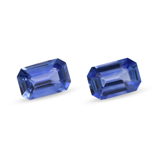 1,18 Karat blaue SRI-LANKA-Saphire (Smaragdschliff) – Paar