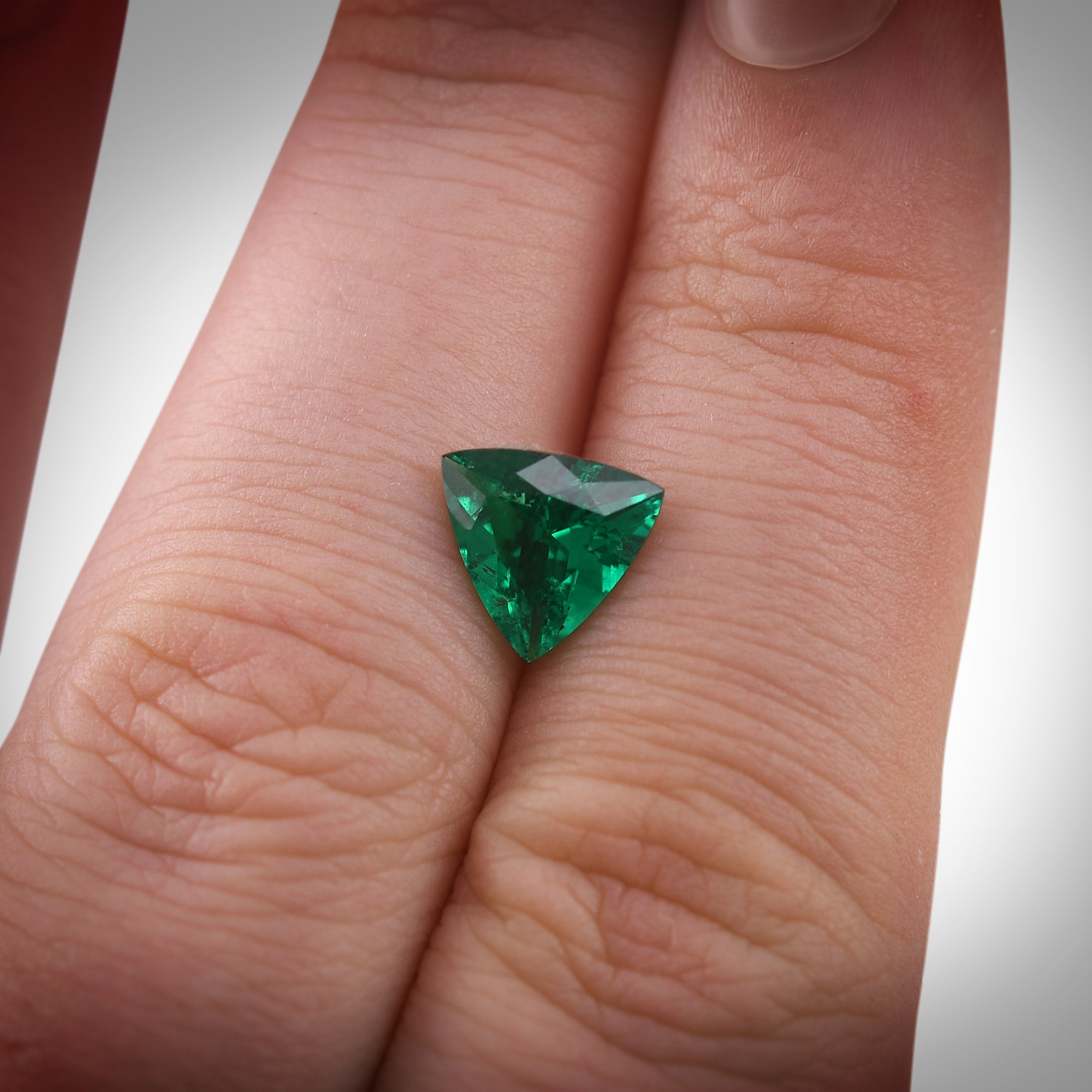 1.24 Carat Green COLOMBIAN Trilliant Emerald MUZO and GRS | LEIBISH