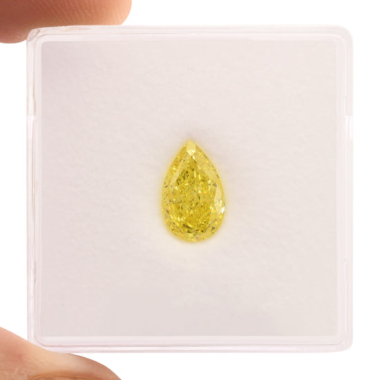 1.25 Carat Fancy Intense Yellow Pear Diamond VVS2 GIA