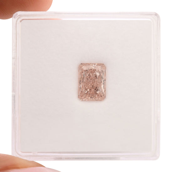 1.28 Carat Fancy Orangy Pink Radiant Diamond VS2 GIA