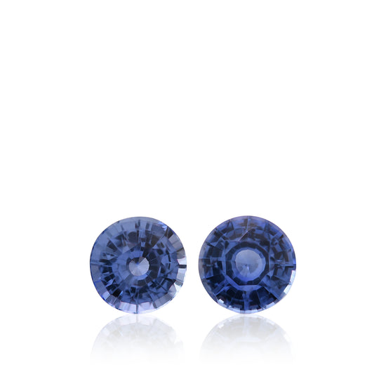 1.30 Karat blaue, runde SRI LANKAN Saphirpaare