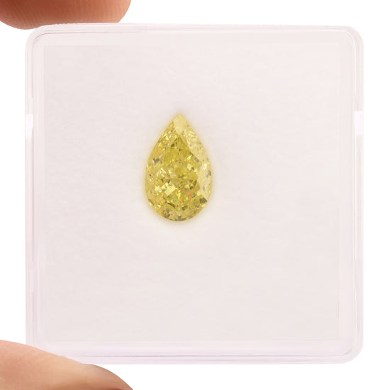 1.34 Carat Fancy Intense Yellow Pear Diamond VS1 GIA