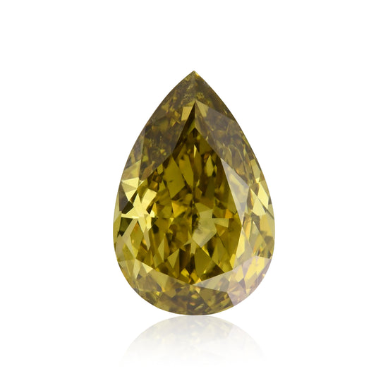 1.35 Carat Fancy Deep Grayish Greenish Yellow Pear Diamond SI1 GIA
