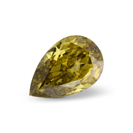 1.35 Carat Fancy Deep Grayish Greenish Yellow Pear Diamond SI1 GIA
