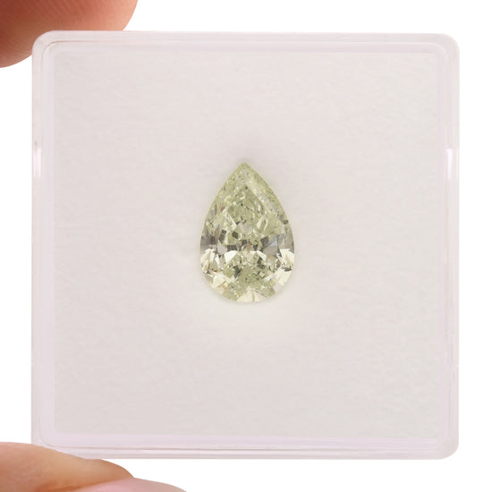1.36 Carat Fancy Light Yellowish Green Pear Diamond VVS2 GIA