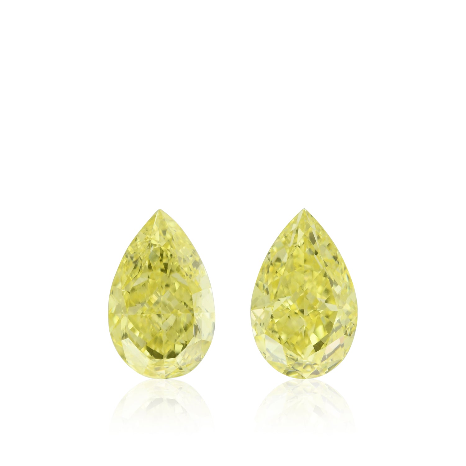 1.42 Carat Fancy Intense Yellow Pear Diamonds VS1 GIA Pair