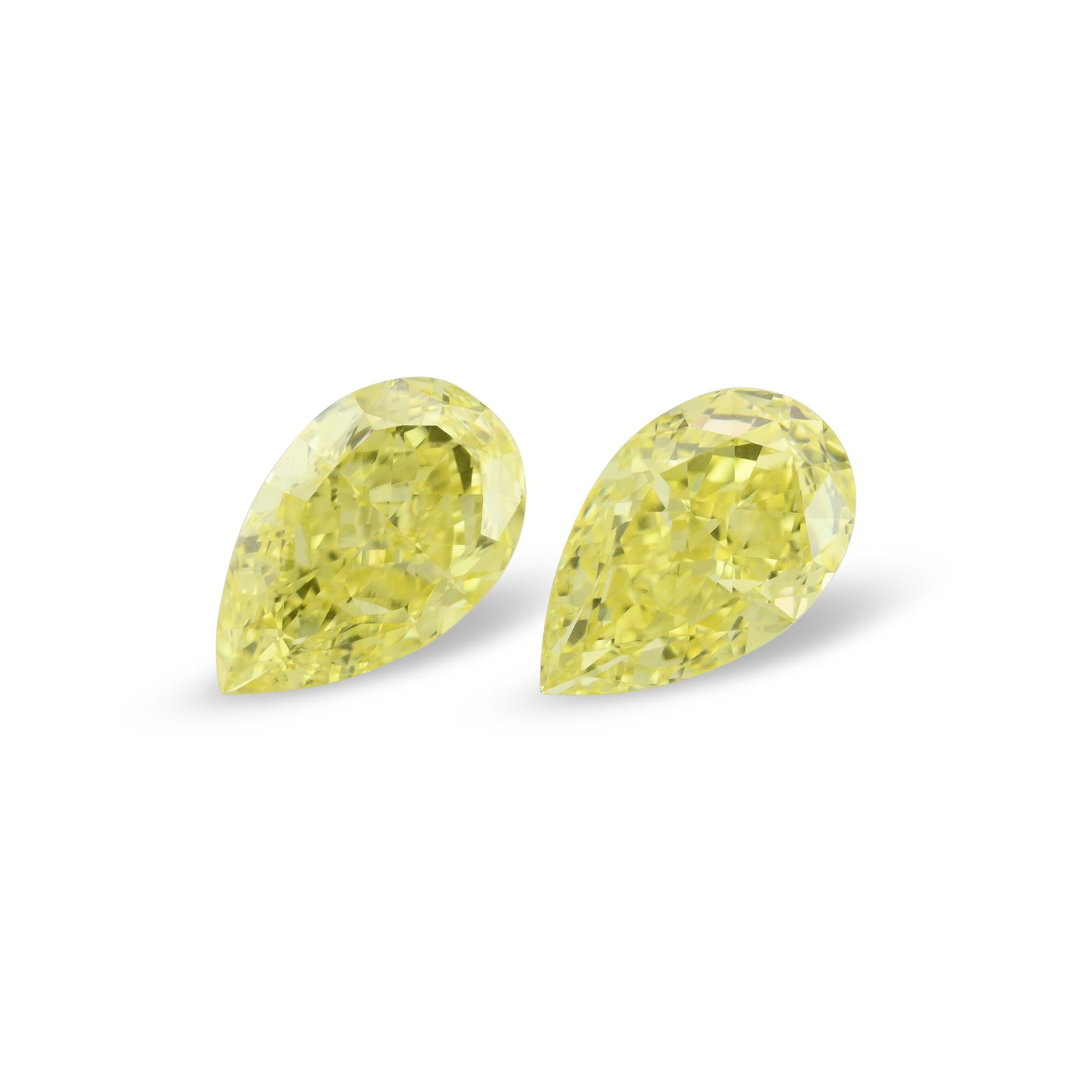 1.42 Carat Fancy Intense Yellow Pear Diamonds VS1 GIA Pair