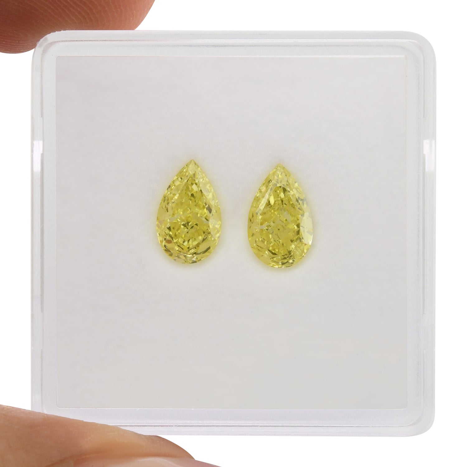 1.42 Carat Fancy Intense Yellow Pear Diamonds VS1 GIA Pair
