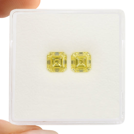 1.49 Carat Fancy Yellow Asscher Diamonds VS1 GIA