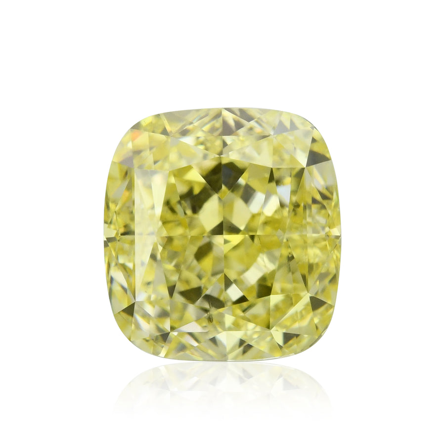 1.50 Carat Fancy Intense Yellow Cushion Diamond VS2 GIA